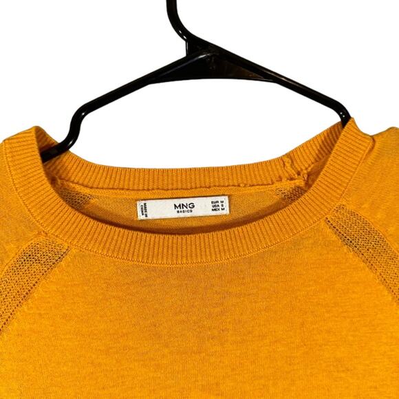 MNG by Mango Orange Long Sleeve Crew Neck Knit Pullover Sweater Women Sz S - Picture 5 of 7